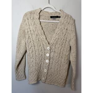 Irelandseye Ladies Horseshoe Cable Cardigan Cashmere Wool Sz S $300